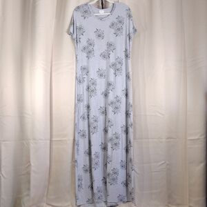 LuLaRoe Striped Grey Black Floral Casual Stretchy Spandex Comfy Maxi Long Dress